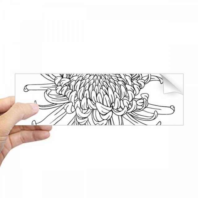 Crisantemo silueta flor de la planta Rectángulo Parachoques Pegatina Cuaderno Ventana Calcomanía