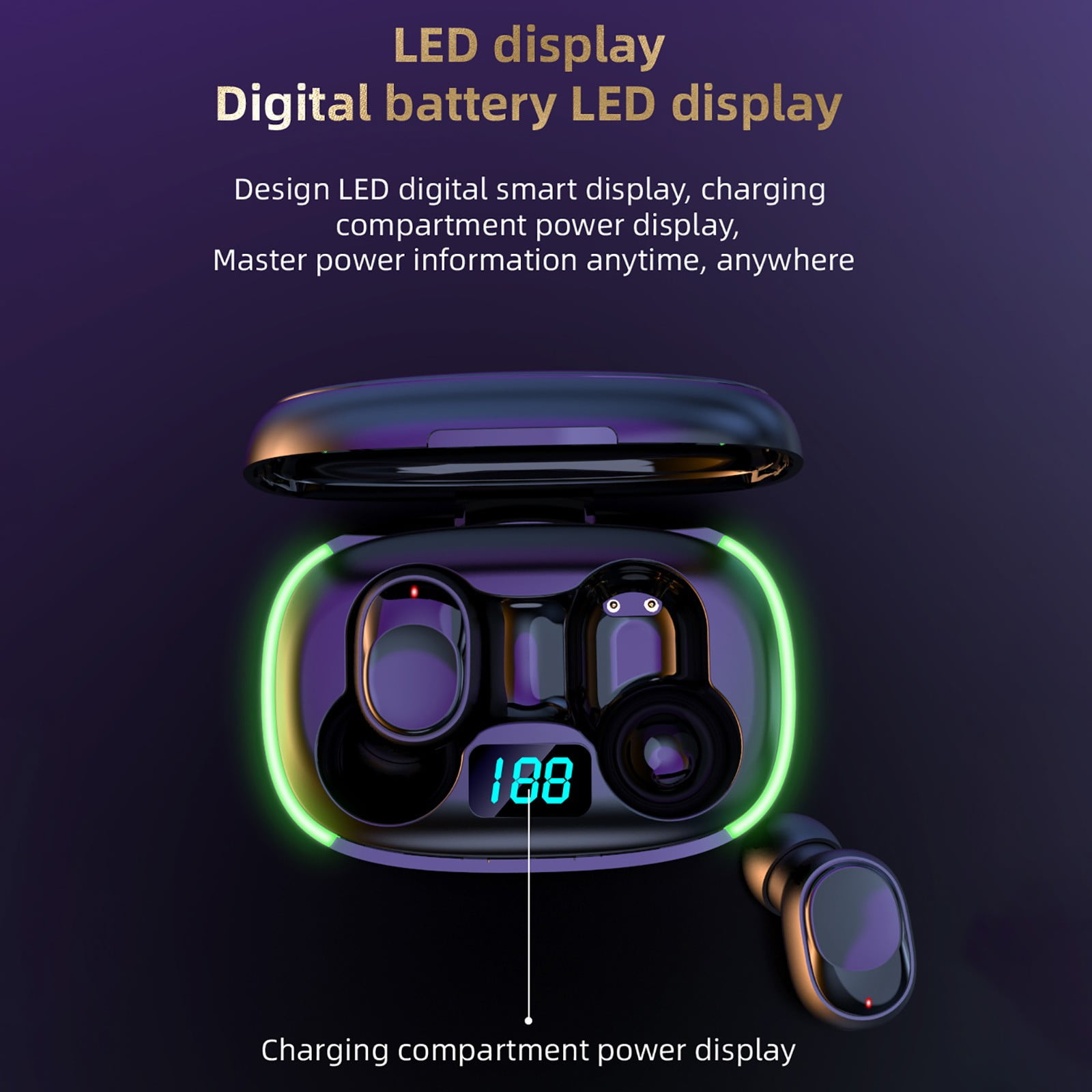 NGHnuifg Bluetooth Earbuds Noise Cancelling Wireless Bluetooth Headphones In Ear Stereo Earbuds LED Digital Charging Case Noise Fit for PC/PS4/PS5/Xbox One/Nintendo Headphones Wireless Ip7