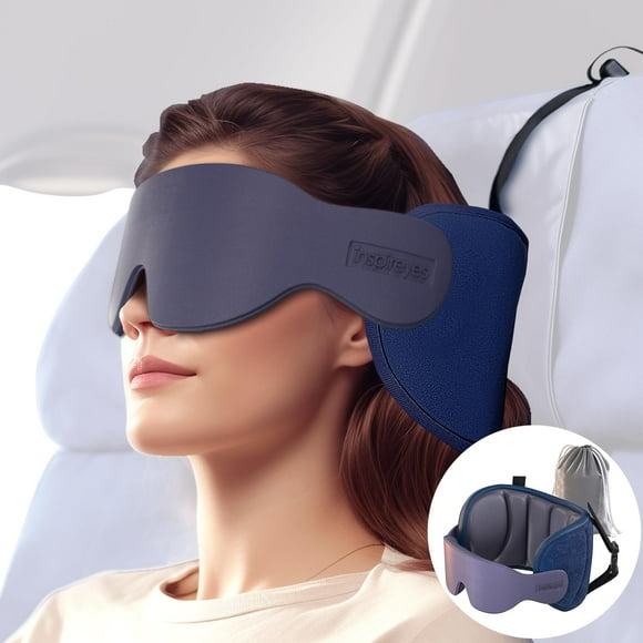 Almohada de viaje Inspireyes para aviones con máscara de ojos gris oscuro