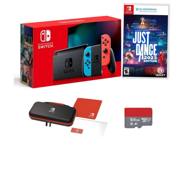 Lege med brugt Være New Nintendo Switch Console with Neon Blue & Red Joy-Con - Bundle with Just  Dance 2023 Edition (Download-Code in Box) - 64GB Micro SD Included- PowerA  Case and Screen Protector - Walmart.com