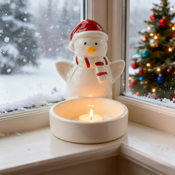 Bougeoirs de Noël Dessin Animé Chauffe-Bougie d'Aromathérapie Festif Statue de Bureau Mignonne Décor Romantique pour la Maison Cadeau d'Anniversaire et de Fête