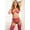 Red, variant on 4 Pc Wired Cups Halter Bra and Garter Belt With Thong and Stockings - One Size - Ultra Violet