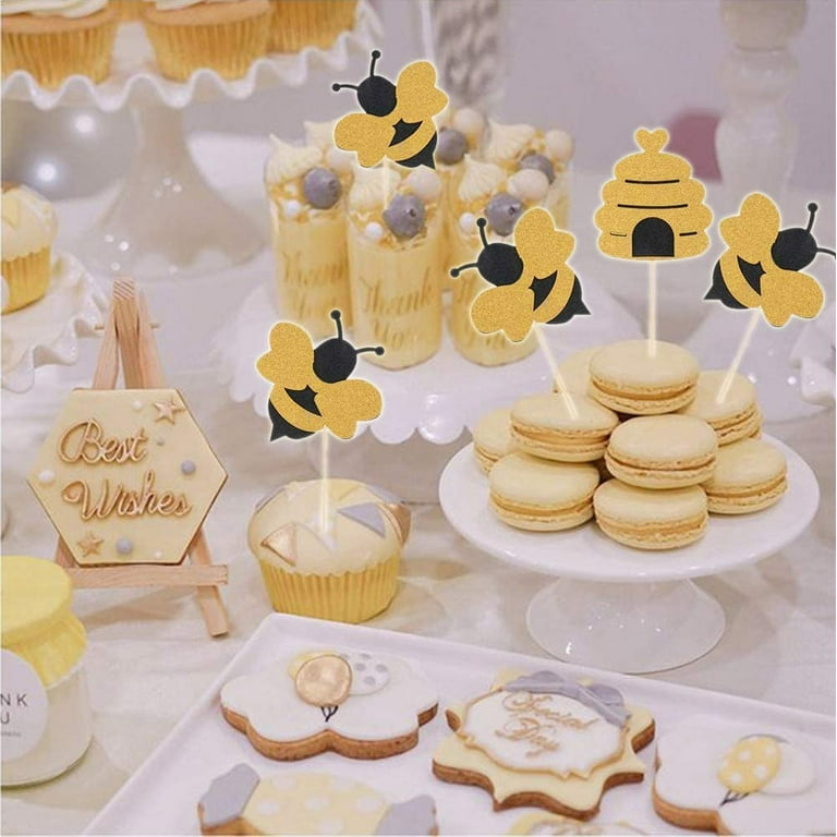 Bee Cupcake Topper, Bee Birthday cupcake topper, Bee picks, bee cake  topper, bee baby shower, bee baby reveal, bee baby theme, bee birthday
