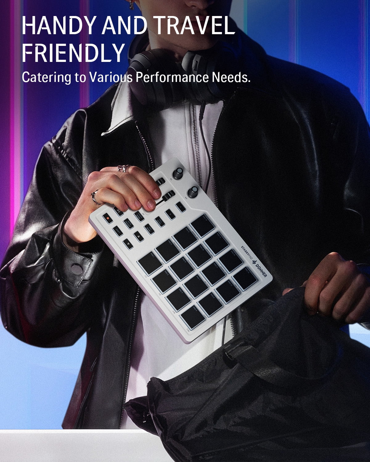 Donner STARRYPAD Professional MIDI Pad Beat Maker Machine with 16 Beat Pads, Melodics Lessons,White