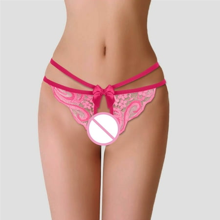 Thongs for Women Low Rise Lace Panty Cut out Mesh Lingerie Crotchless Underwear Sexy Thongs for Women