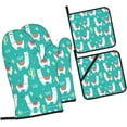 thumbnail image 2 of Cute White Llama and Cactus Print Oven Mitts and Pot Holders Sets 4 Piece Set Kitchen Women Men Cooking Baking Microwave Heat Resistant, 2 of 6