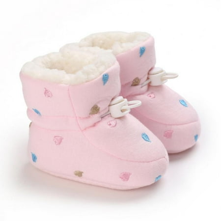 

Newborn Baby Boys Girls Cotton Winter Warm Snow Boots Soft Sole Prewalker Non-Skid Boots For Infant Toddler 6-12 Months