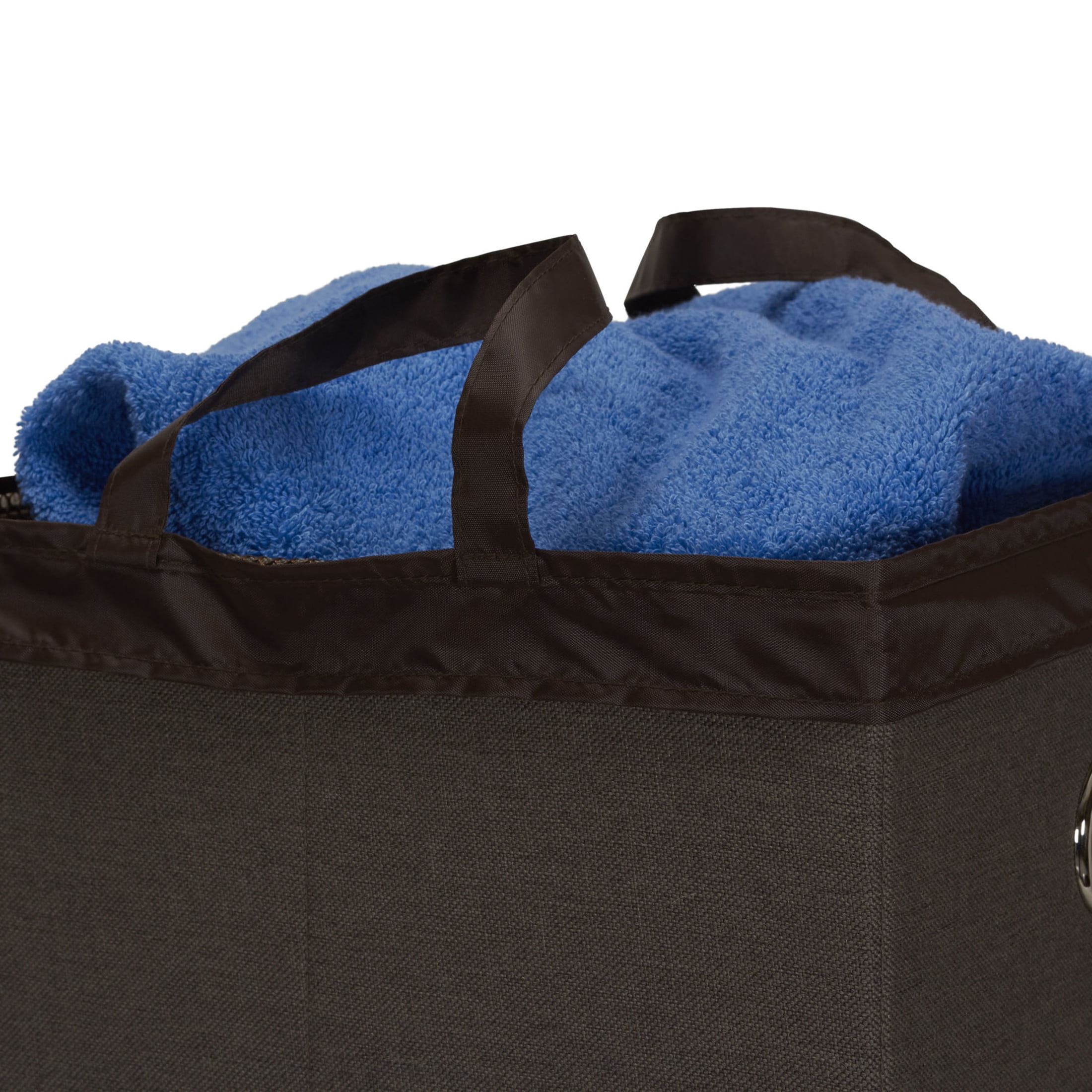 Household Essentials Laundry Hamper with Lid, Sturdy Polyester Sides with Attached Magnetic Lid, Removable Mesh Liner, Attractive Grommet Handles, Easily Transportable and Folds Flat, Cobblestone
