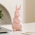 thumbnail image 5 of SMKE Indoor Home Decor,Holiday Home Decor,Gold Eggs Bunny Decor,Bunny Decor for Shelves,Minimalist Home Decor,5.8" Pink & White Ceramic Easter Bunny Set,Sitting & Standing Rabbits,Spring Table Decor, 5 of 9