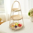 thumbnail image 3 of Esquirla Bamboo Woven Fruit Basket Food Storage Basket Snack Cookies Display Bamboo Serving Tray Snack Storage Basket for Kitchen Desk Three Layer, 3 of 6