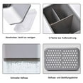 thumbnail image 2 of Porta utensilios de cocina, porta utensilios, estante para cubiertos multifuncional con 3 compartimentos para escurrir los cubiertos gris, 2 of 5