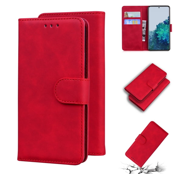 SaniMore Wallet Case for Samsung Galaxy S23 6.1 inch, Magnetic Clasp Flip Kickstand Luxury PU Leather Cover Built-in Cash & Card Slots RFID Blocking for Samsung S23, Red