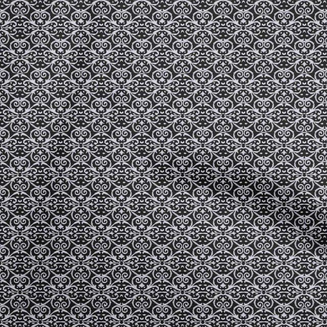 oneOone Polyester Lycra Black Fabric Asian Ikat Craft Projects Decor Fabric Printed By The Yard 56 Inch Wide