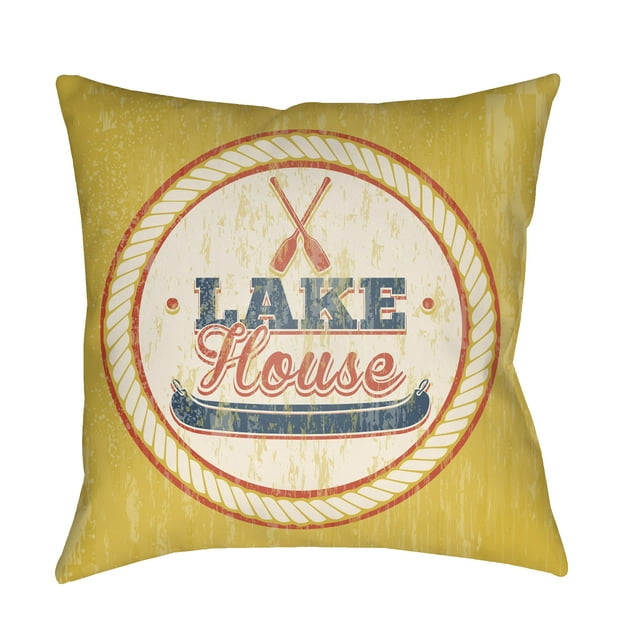 Surya LTCH-LKHS-2626 Litchfield 26" Wide Square Novelty "Lake House" Polyester Outdoor