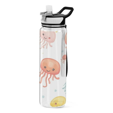 

Sports Water Bottle 1000ML Tritan Food Grade Clear Water Bottle Fitness Outdoor Sports BikeColored Jellyfish