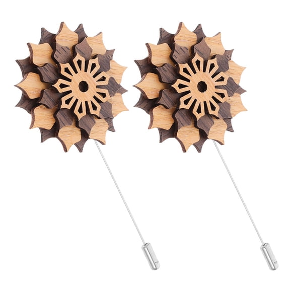 VERDANVERSE 2 Pcs Broche Fleur en Bois pour Costumes Hommes et Protecteur de Poche Boutonnière