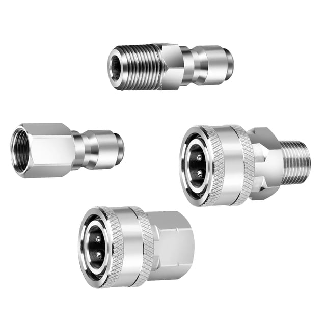 NATEFEMIN Ensemble d'Adaptateurs de Laveuse à Pression Durables Raccords NPT 3/8” 5000 PSI Acier Inoxydable Étanche pour Eau Chaude et Froide