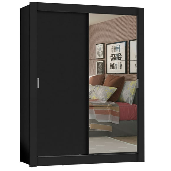 Ropero Closet Madesa Denver 2 Puertas Corredizas con Espejo Negro