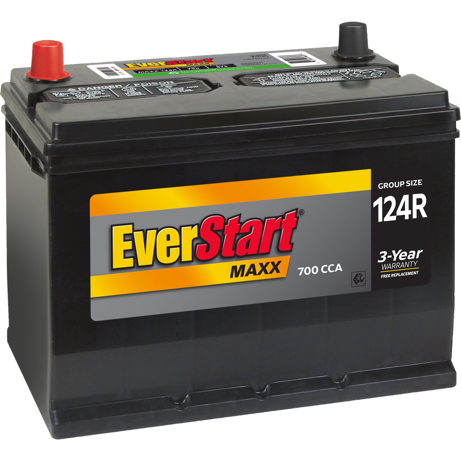 EverStart Maxx Lead Acid Automotive Battery, Group Size 124R, 12 V, 700 CCA