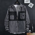 thumbnail image 2 of Thin Spring Summer Autumn Men's Clothing Button Turn-down Collar Striped Man Fashion Casual Loose Office Handsome Pockets Shirts, 2 of 5