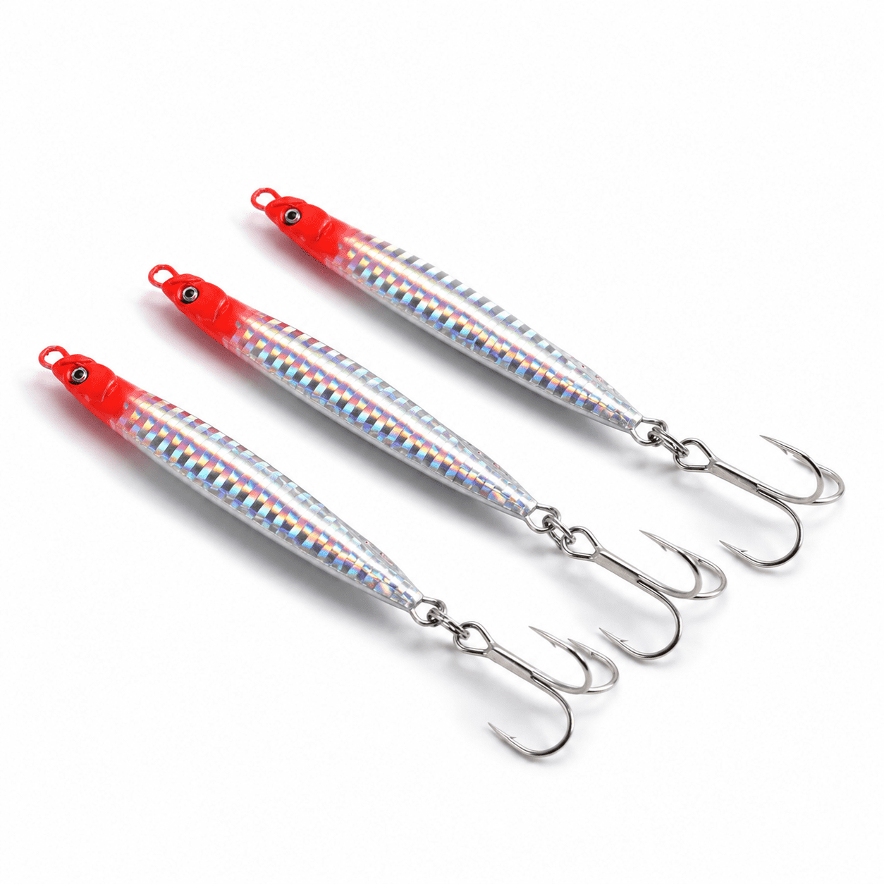 Red (3pcs) 2.13 oz / 60 g Saltwater Fishing Jig Spoons Lures for Striped Bass Bluefish