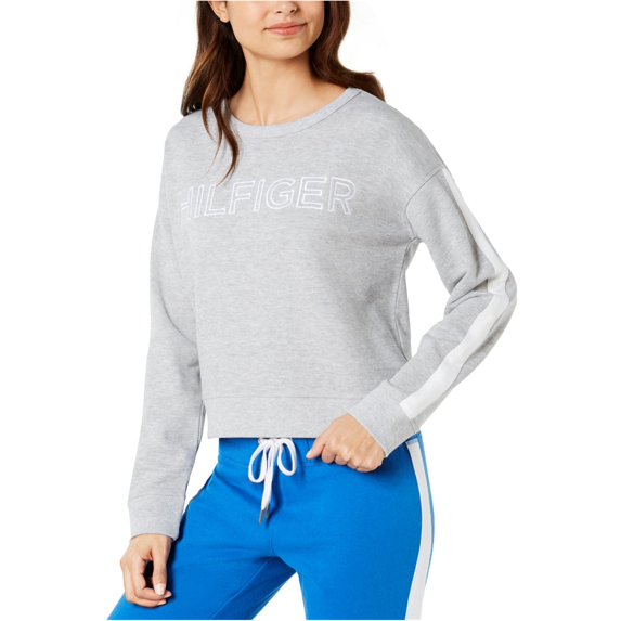 Tommy Hilfiger Womens Embroidered Logo Sweatshirt, Grey, X-Small