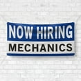 thumbnail image 4 of Now Hiring Mechanics 13 oz Heavy Duty Vinyl Banner Mechanic Jobs Available Help Wanted Sign for Business Advertising Indoor/Outdoor Single-Sided with Metal Grommets (4x8 ft, Wh & Bl & Bk), 4 of 6