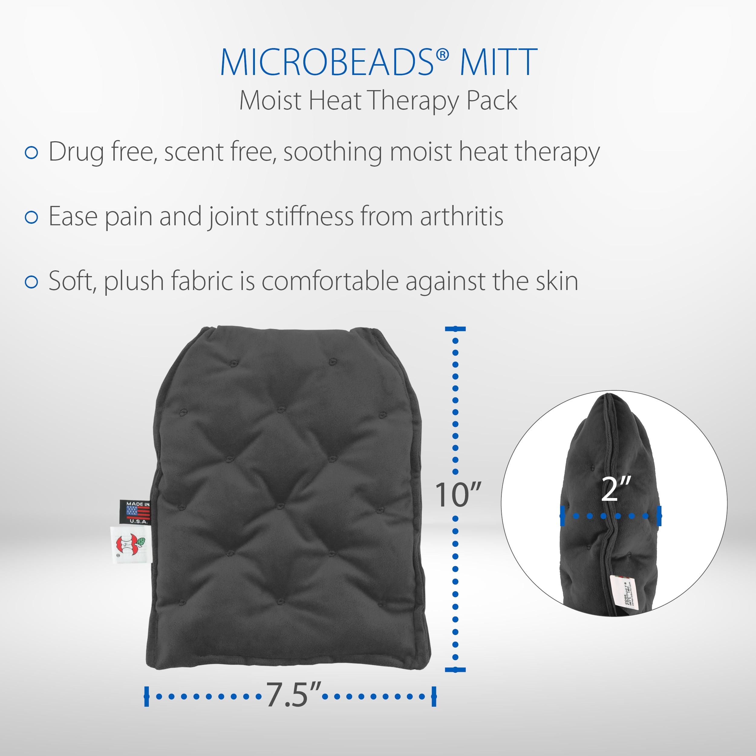 Core Products MicroBeads Moist Heat Therapy Warming Mitt for Arthritis Stiffness, Soreness and Trigger Finger, Natural Pain Relief, Microwave Hand Warmer for Small to Medium Size Hand (1-Pack)