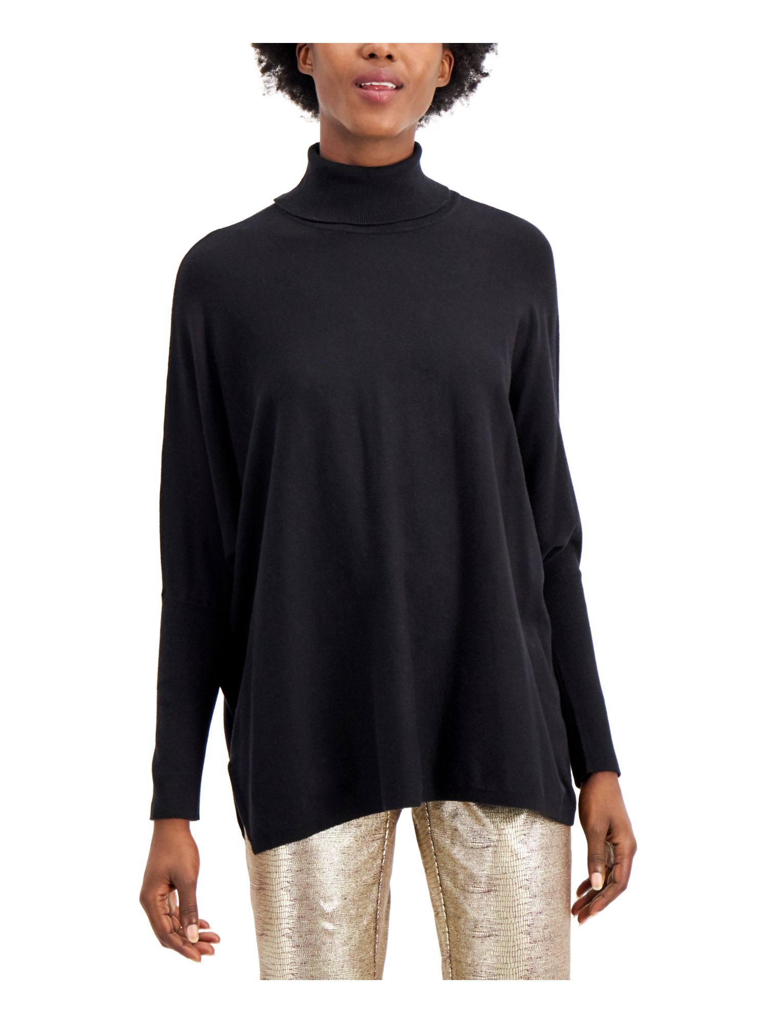 ALFANI Womens Black Printed Dolman 