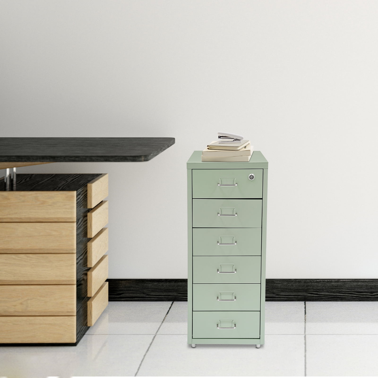 6-Drawer Mobile File Cabinet W/ Wheels Vertical Storage Organizer Home Office 11*16*27in for Office, Study, Dresser
