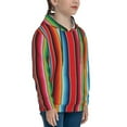 thumbnail image 3 of Fotbe Mexican Serape Blanket Stripes Pattern Youth Pullover Hooded Sweatshirt, Boys Hoodie, Kangaroo Pocket Hoodie for Kids Girls -Small, 3 of 6