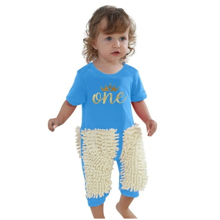 

BadyminCSL Newborn Infant Baby Girls Boys Crawling Baby Letter Mop Onesie Romper Jumpsuit