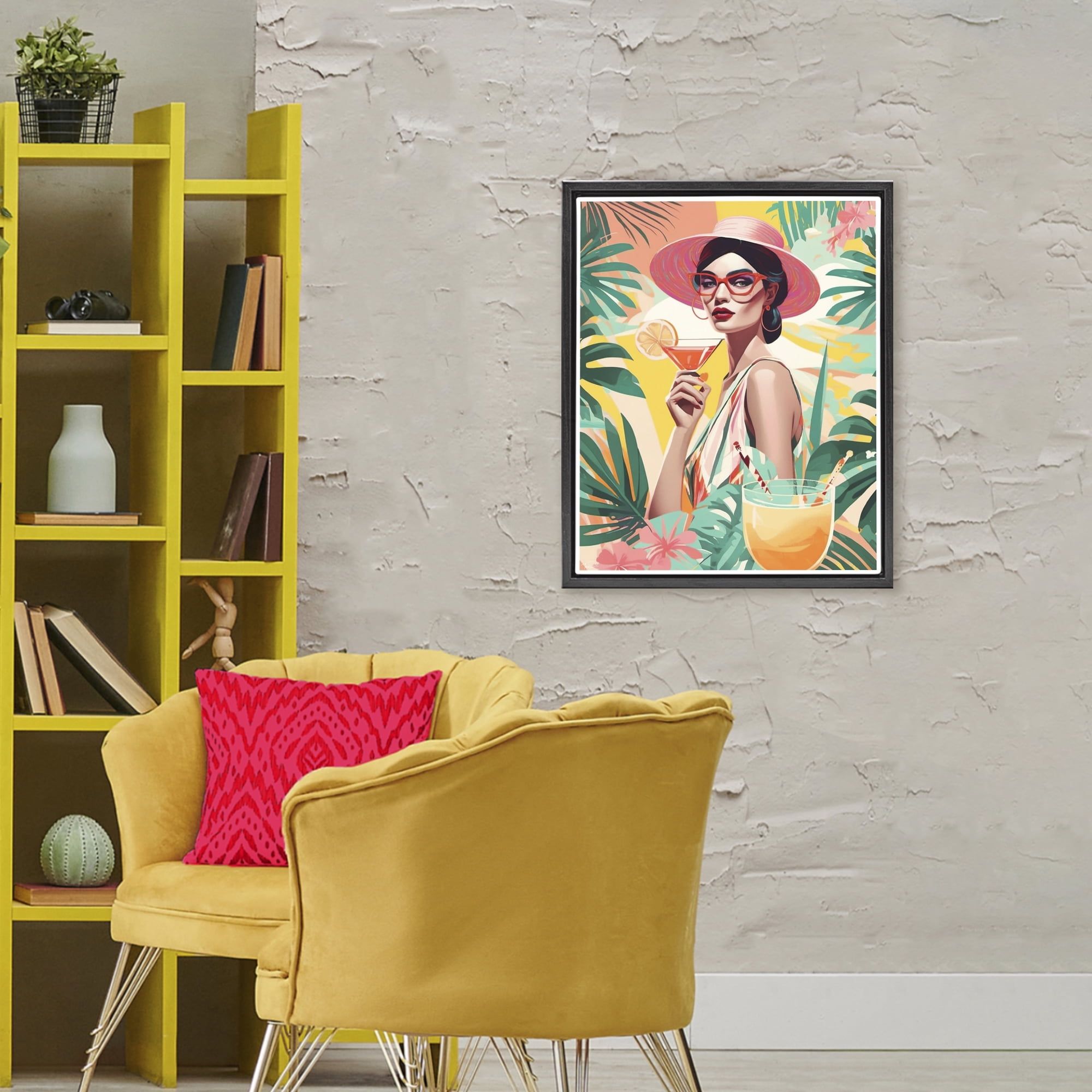 Stupell Industries Exotic Summer Cocktail Black Framed Floater Canvas Wall Art, design by Tabz Jones