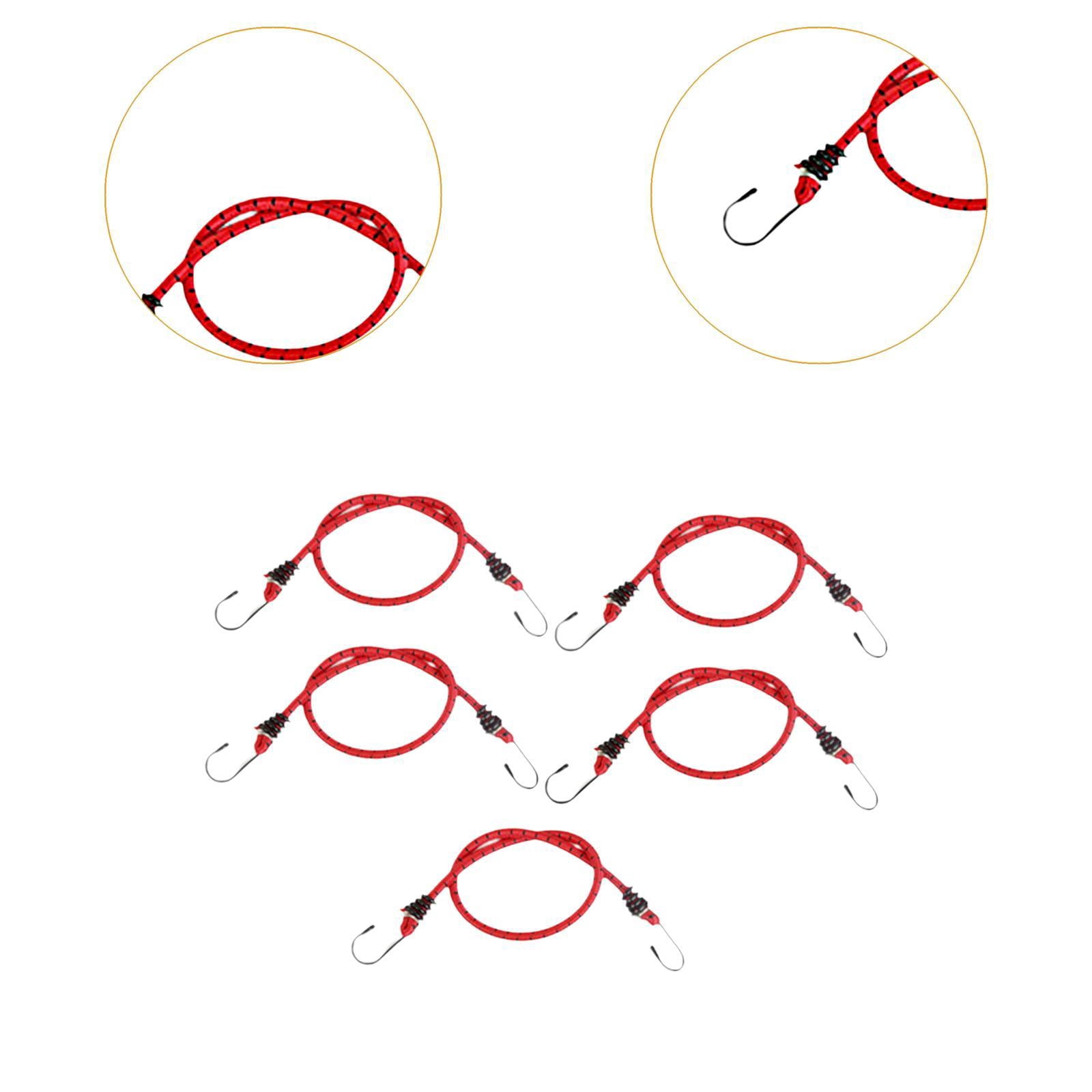 colaxi 5 Pieces Bungee Cords with Hooks Bike Rear Seat Bungee Straps Mixed Colors Rubber Elastic Tie Downs for Luggage Tarps Outdoor 80cm Length