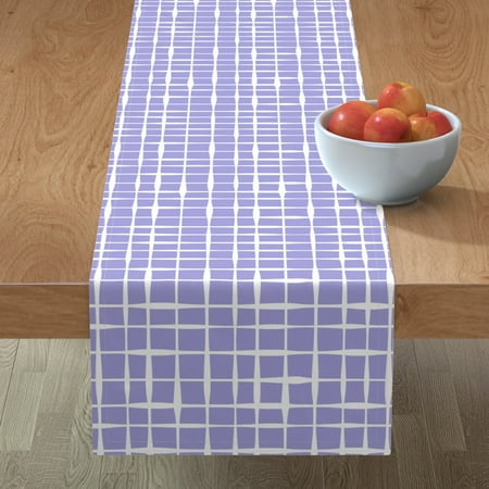 

Cotton Sateen Table Runner 72 - Lilac Check Purple Plaid Bright Pastel Hand Drawn Checkerboard Print Custom Table Linens by Spoonflower