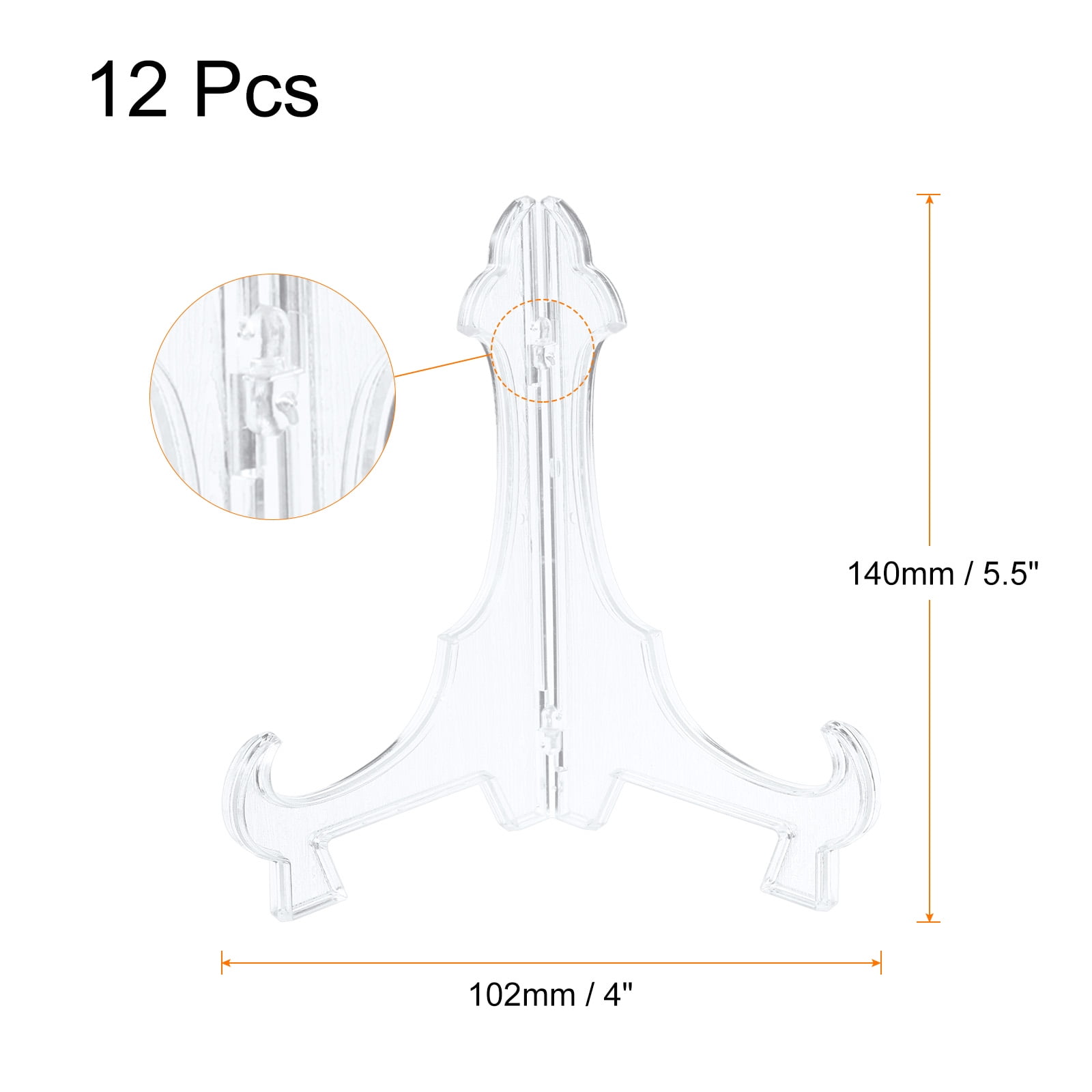 Uxcell 12Pack 5.5" Easel Plate Holder, Plastic Folding Display Stand Clear for Home