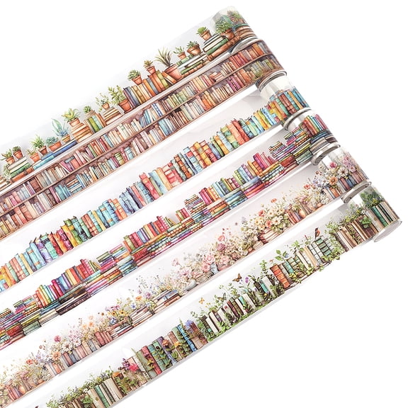 6 Rolls PET Tape Book Colorful Patterned Tape Self Adhesive Assorted Decorative Aesthetic Vintage Sealing Craft Art Rolls