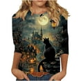 thumbnail image 2 of Quaouag Halloween Shirts for Women Witches Gather Party Tshirt Halloween Witches Graphic Tees Witches Full Moon Art Print Shirt, 2 of 5