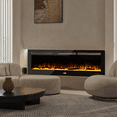 thumbnail image 4 of mollie 60" Electric Fireplace, Recessed Wall Mounted Electric Fireplace Heater with Adjustable Flame Colors, Timer, Touch Screen and Remote Control, Black, 4 of 11