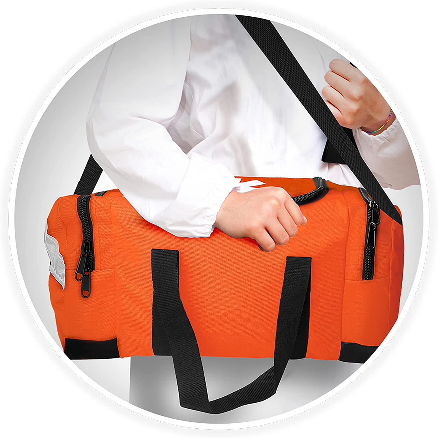 ASA Techmed First Aid Trauma Bag, Large EMT First Responder Medical Organizer for Emergency & Medical Supplies, Orange, 1 Pack