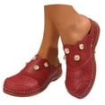 thumbnail image 3 of Ediodpoh Comfortable Women's Slippers for Daily Wear and Vacation Open Toe Design with Pattern Casual Wear Pairing for Spring Summer Fall Easy on with Wedge Heel Slippers for Women Red 6.5, 3 of 9