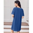 thumbnail image 5 of Ekouaer Cotton Nightgowns for Women Oversized Sleepshirt Tshirt Night Gown Short Sleeve Night Shirt Casual Soft Sleepwear, 5 of 6