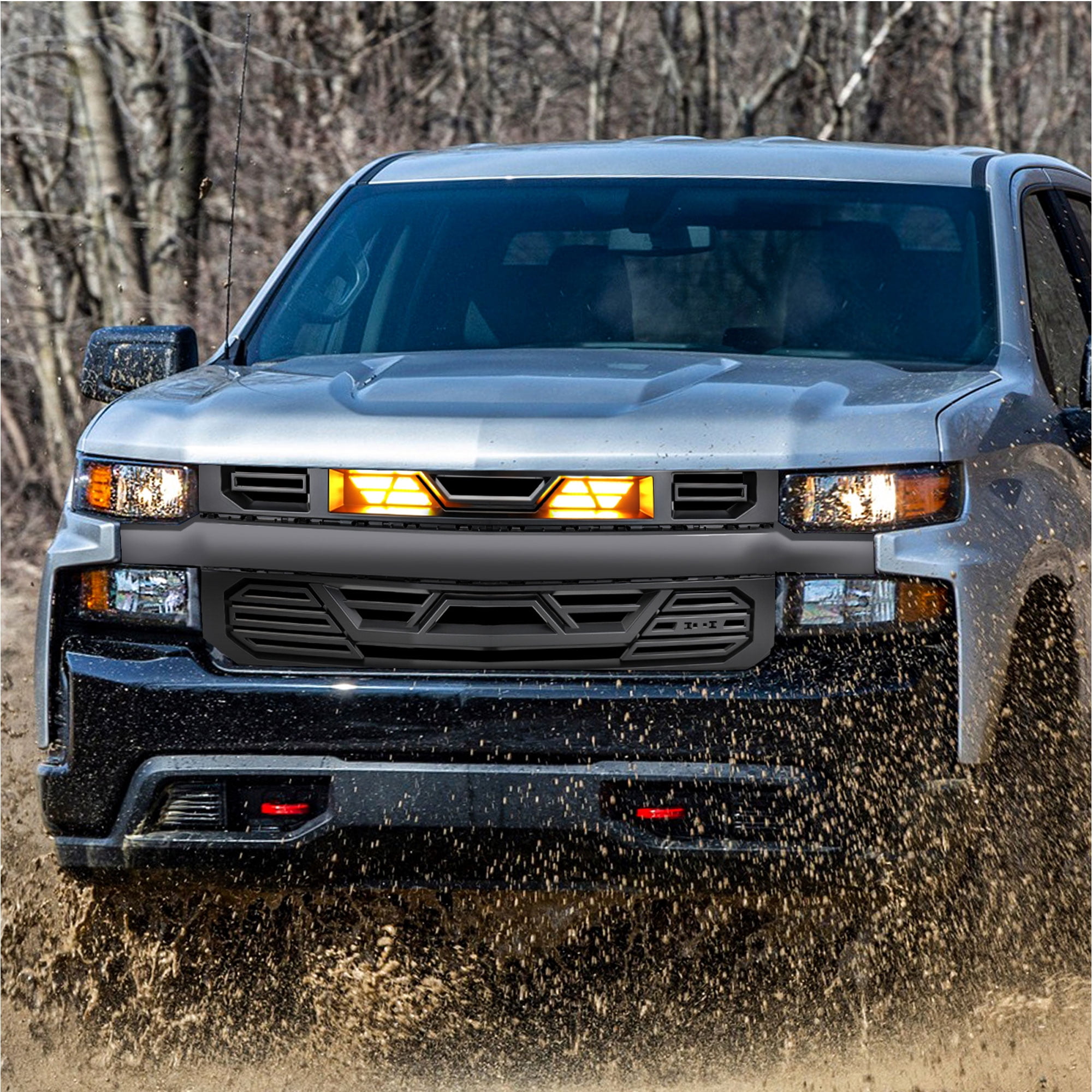 AMERICAN MODIFIED Grille w/LEDs for 19-21 Chevy Silverado 1500, Matte Black