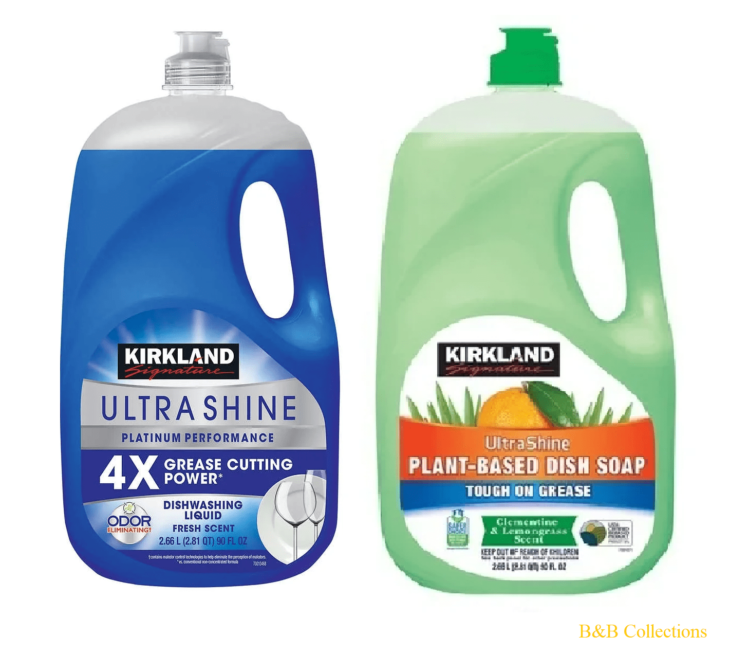 Kirkland Signature Ultra Shine Dishwashing Liquid & Plant-Based Dish Soap Bundle, Fresh Scent & Clementine Lemongrass, 90 fl oz Each (2 Pack)