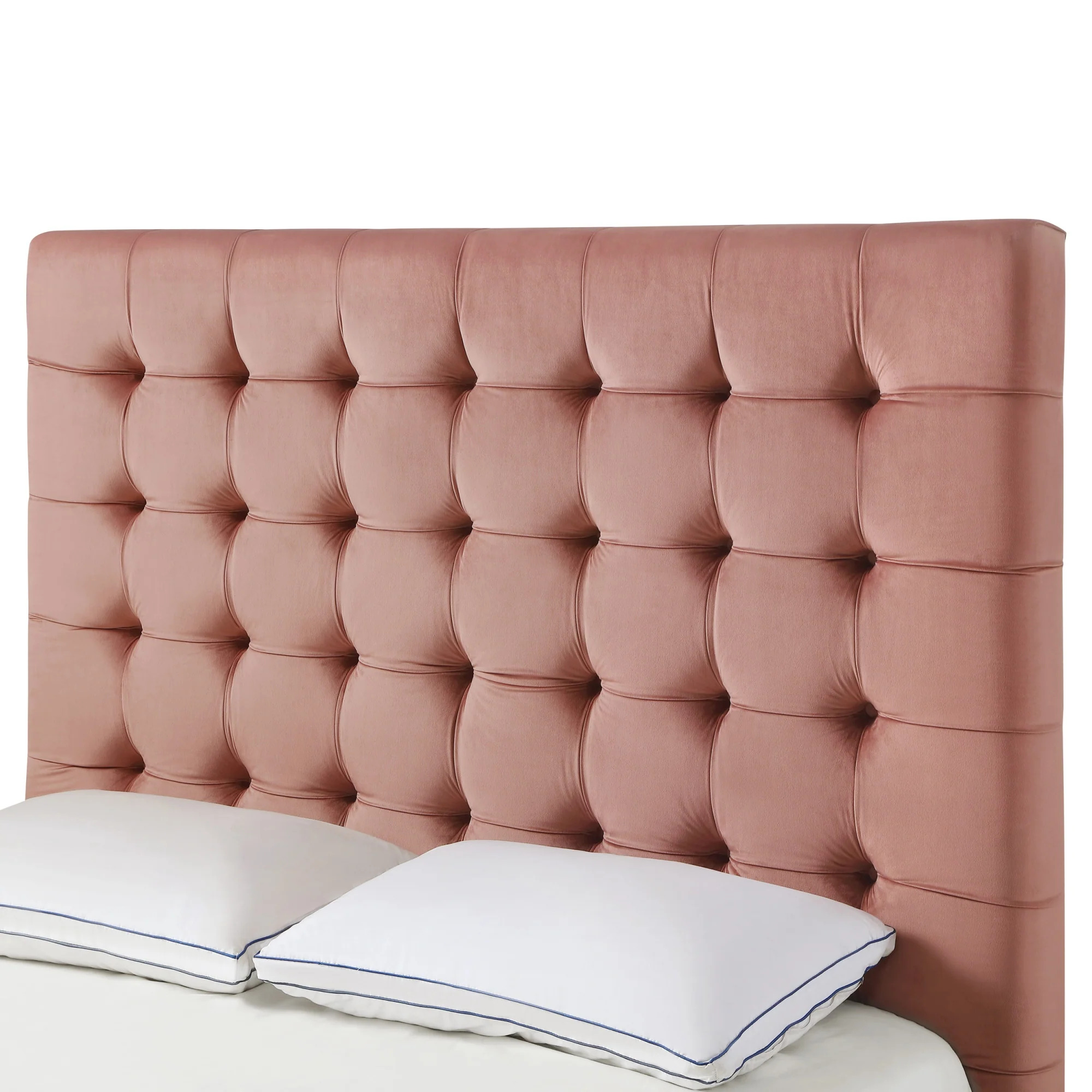 HomeRoots Light Gray Solid Wood Full Tufted Upholstered Linen Bed