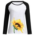 thumbnail image 4 of Pompotops Mode Femmes Printemps Automne Patchwork Imprimé Manches Longues Col Rond Casual Tee Tops, 4 of 6