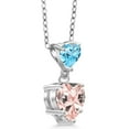 thumbnail image 4 of Gem Stone King 2.51 Ct Peach Nano Morganite Swiss Blue Topaz 925 Sterling Silver Pendant with Chain, 4 of 5