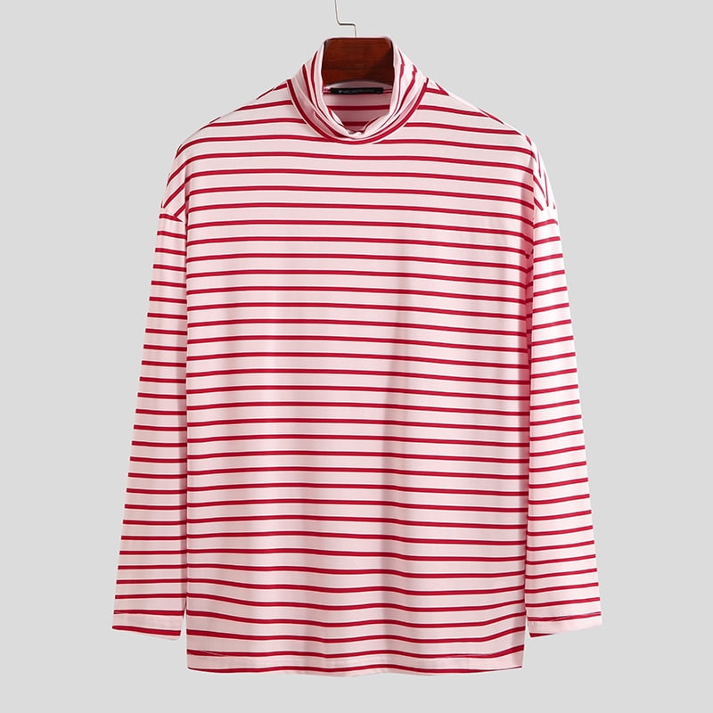 red and white striped turtleneck mens
