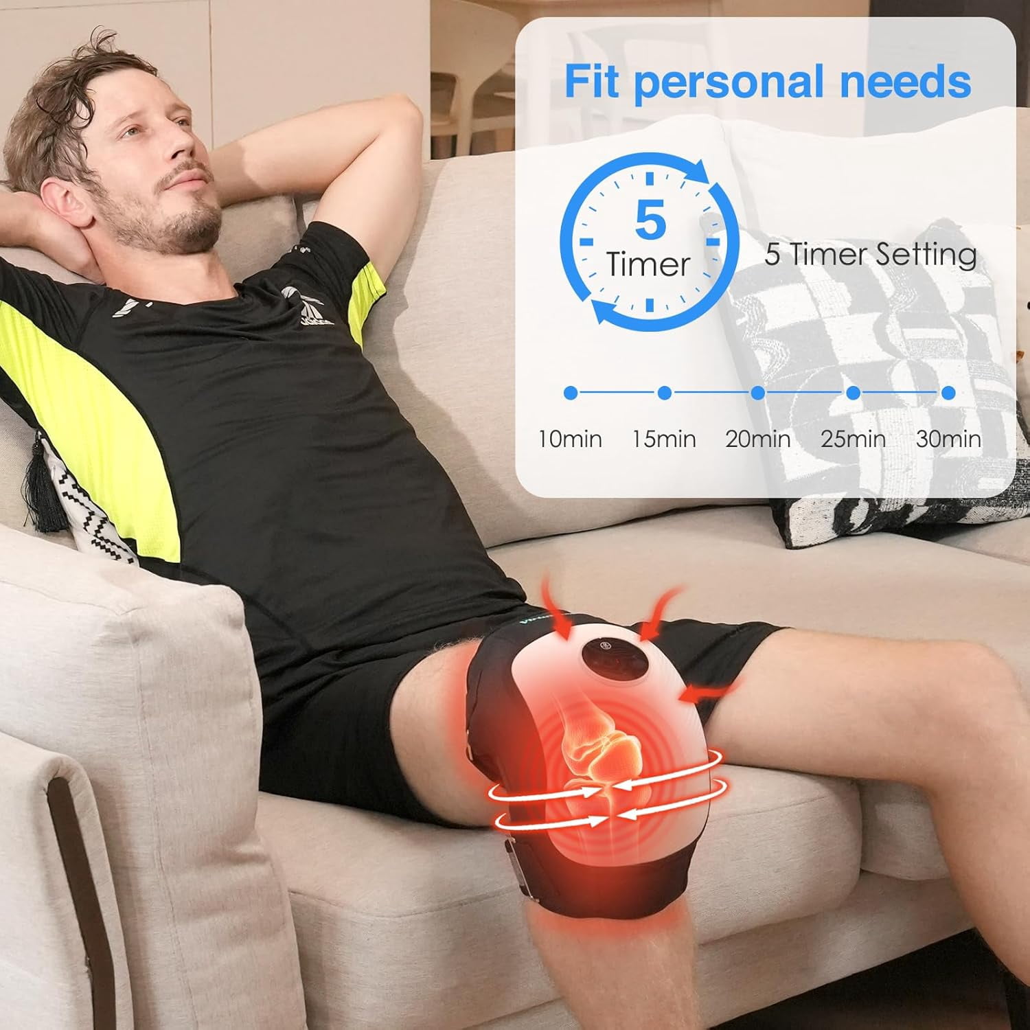 3 in 1 Foot Massager, Rechargeable Ankle and Heel Massager, Foot Massagers for Pain Relief and Blood Circulation, Portable Cordless Therapy Device with 3 Levels Vibration & 3 Heat Settings, 1 Pack