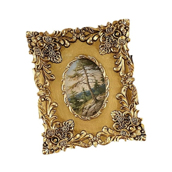 Tnarru Vintage Picture Frame, Tabletop Photo Frame, Decorative Photo Picture Holder, Luxury Photo Frame for Hallway Home Living Room